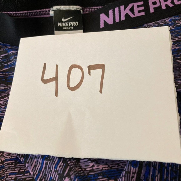 Nike Pro Leggings Womens M Purple Blue Static Pants Stretch DriFit Training Gym - Picture 11 of 11